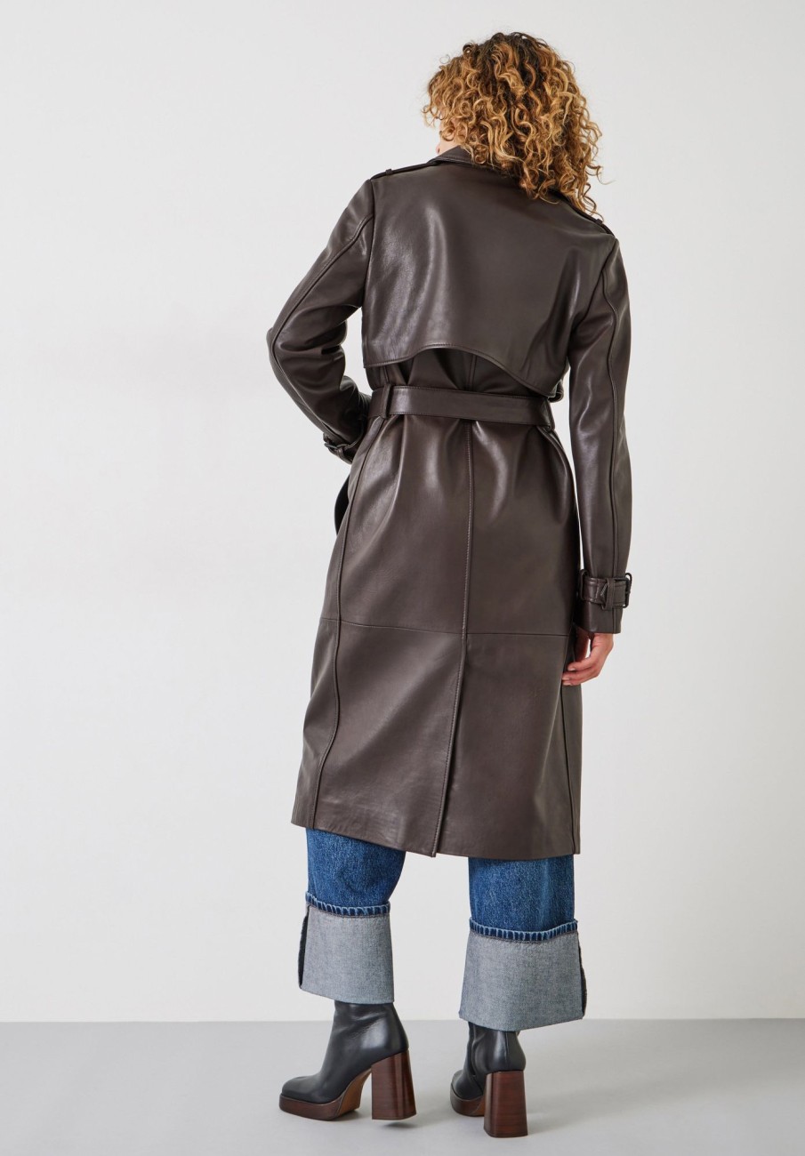 New Leather Trench Coat Chocolate Brown