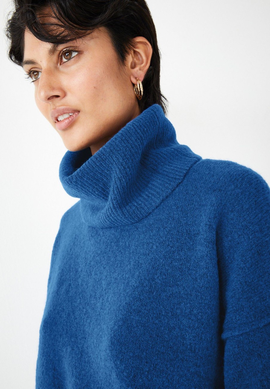 Best Meryll Crop Wool Blend Roll Neck Jumper Bright Blue