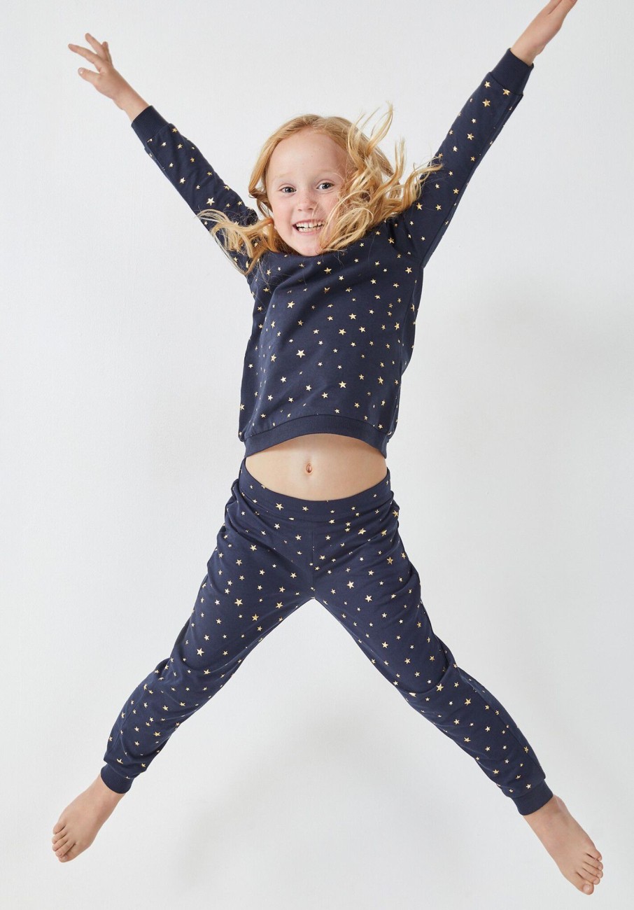 Hot Joey Children'S Pyjamas Scatter Star Navy/Gold Foil