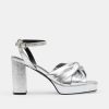 Wholesale Farrah Twist Platform Heels Silver