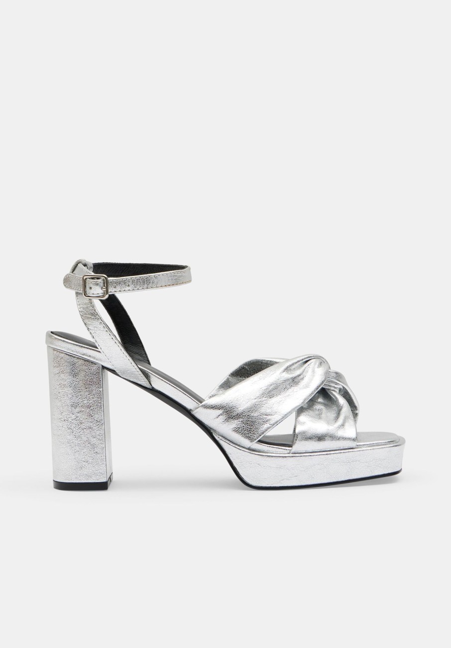 Wholesale Farrah Twist Platform Heels Silver