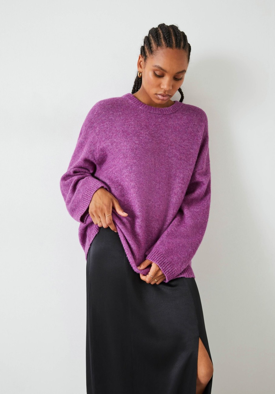 Best Elaine Slouchy Fit Wool Blend Jumper Berry Coulis