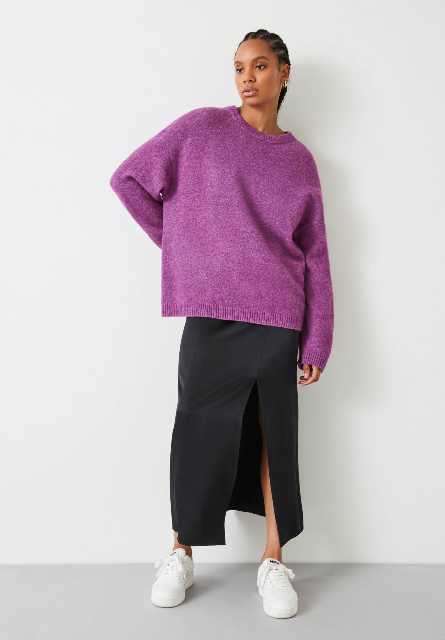 Best Elaine Slouchy Fit Wool Blend Jumper Berry Coulis