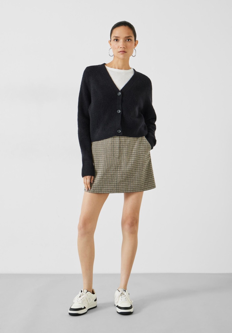 Online Riva Cropped Ribbed Cardigan Black