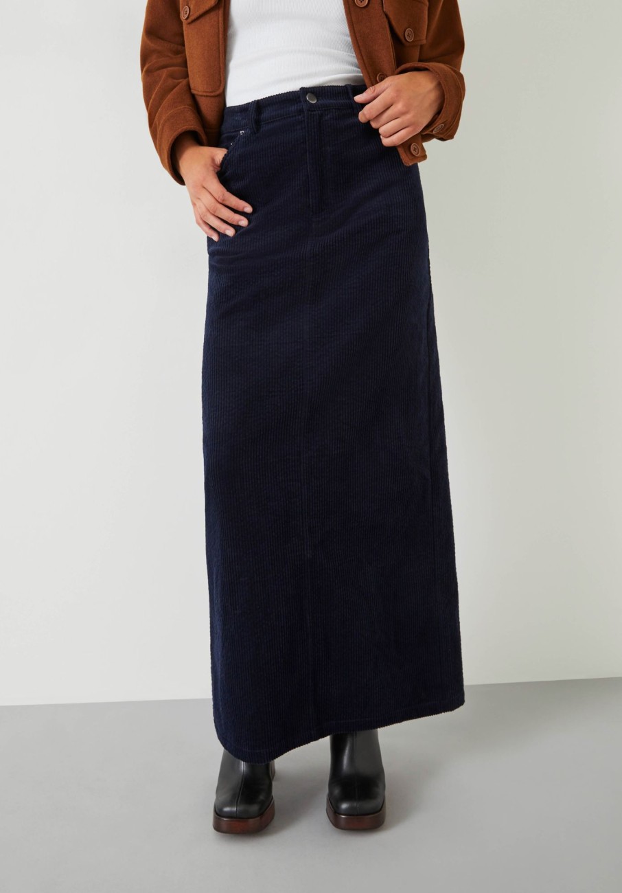 New Alanna Cord Maxi Skirt Midnight Navy