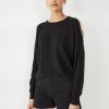 Online Mollie Cold Shoulder Knitted Crew Black