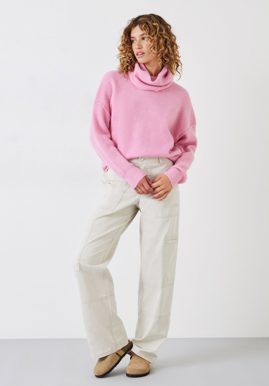 Online Meryll Ribbed Cropped Jumper Dusty Pink