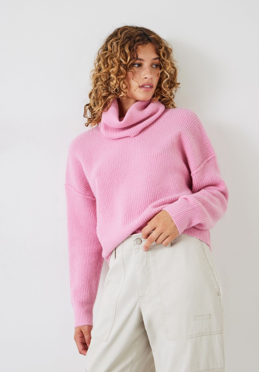 Online Meryll Ribbed Cropped Jumper Dusty Pink