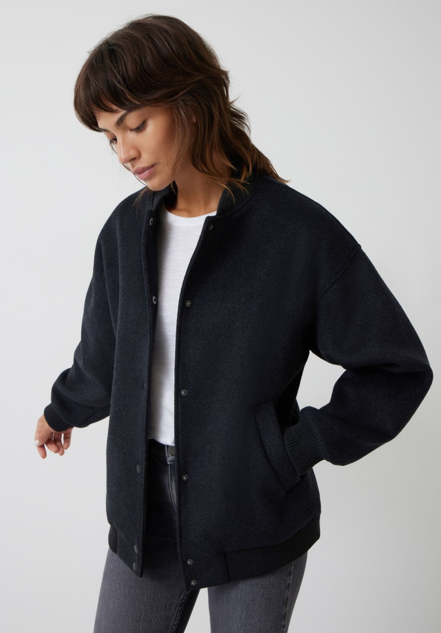 New Lottie Wool Bomber Jacket Charcoal Marl