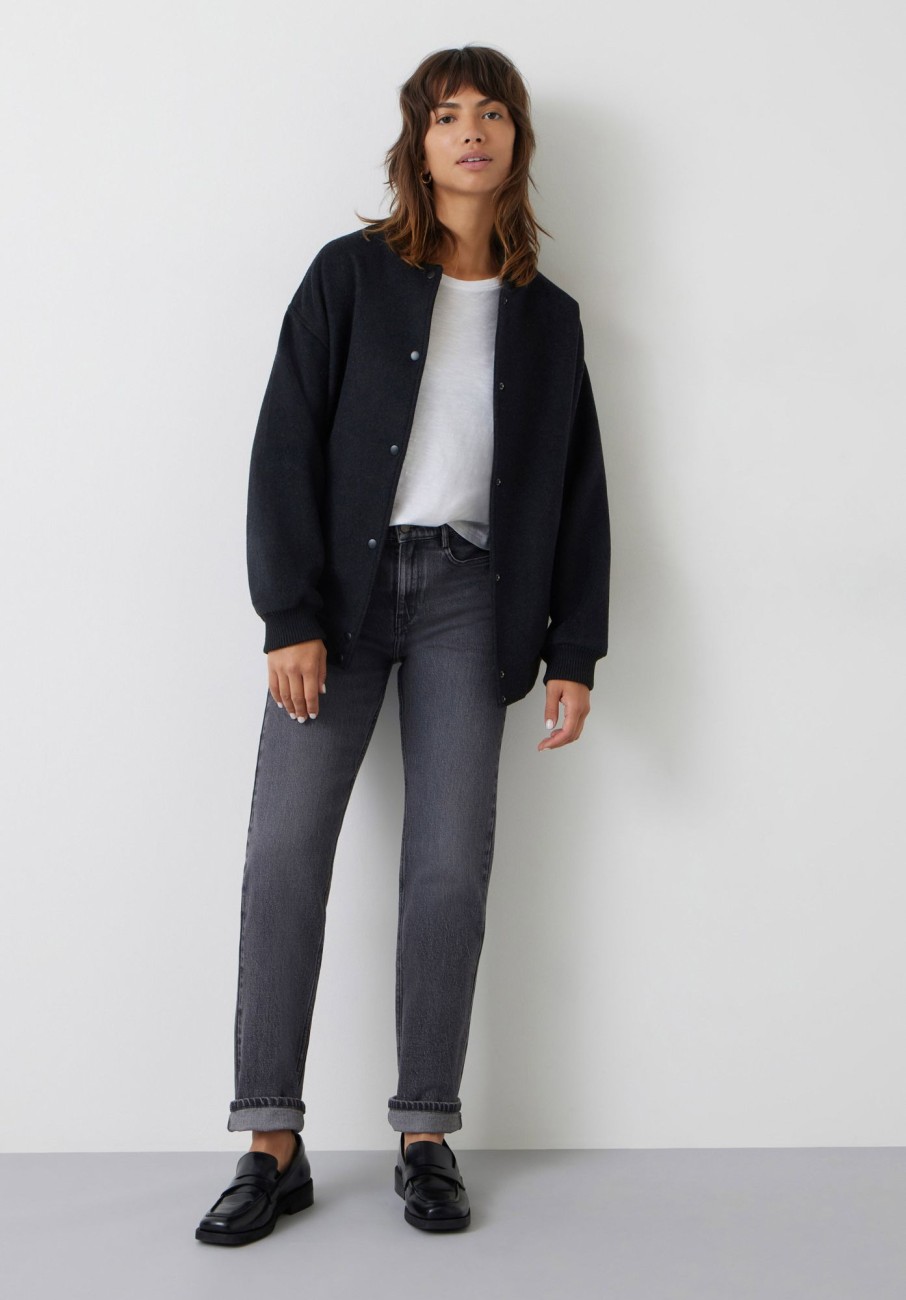 New Lottie Wool Bomber Jacket Charcoal Marl