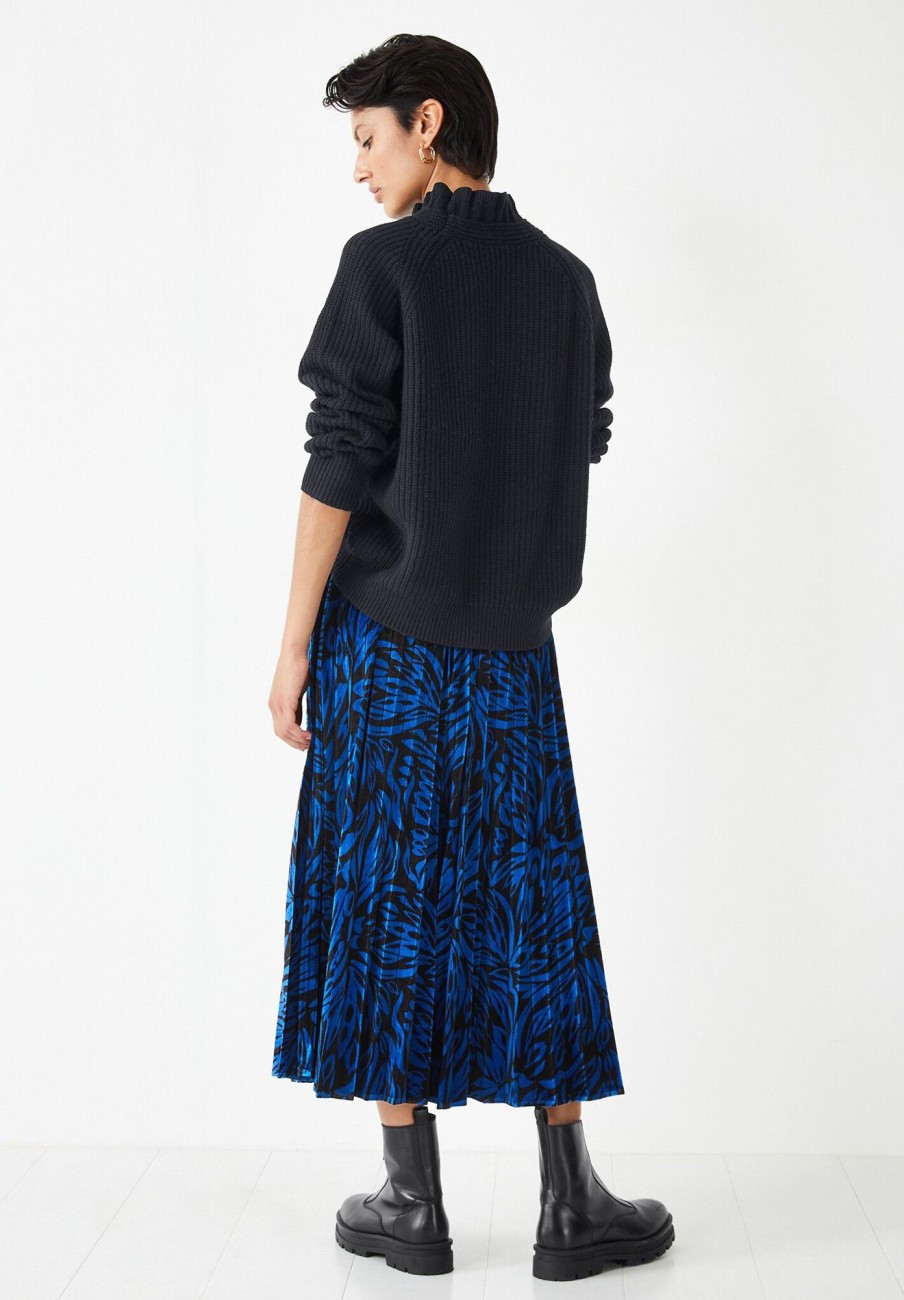 Wholesale Thea Pleated Velour Skirt Bold Butterfly Black/Blue