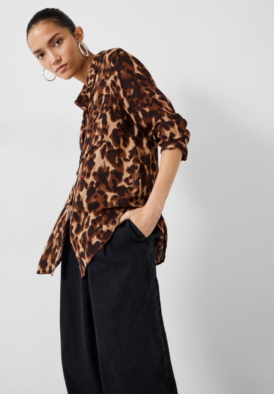 Clearance Nataliyah Chiffon Shirt Leopard Watercolour