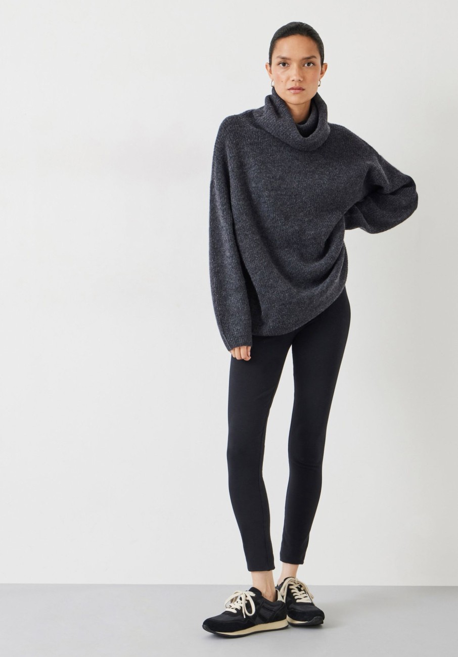 Online Meryl Ribbed Roll Neck Jumper Charcoal Marl