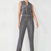 Best Florine Frill Neck Jumpsuit Silver Lurex