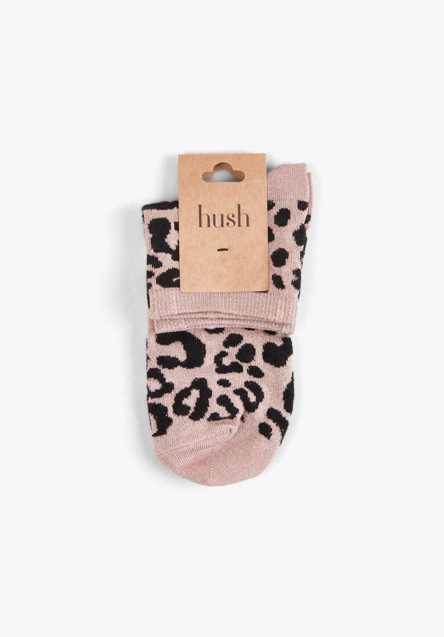 Clearance Cynthia Leopard Socks Mauve