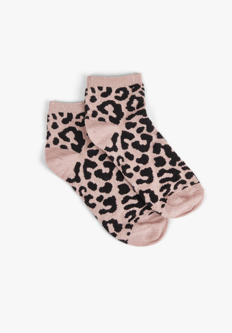 Clearance Cynthia Leopard Socks Mauve