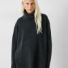 Hot Cashmere Chunky Roll Neck Jumper Charcoal Marl