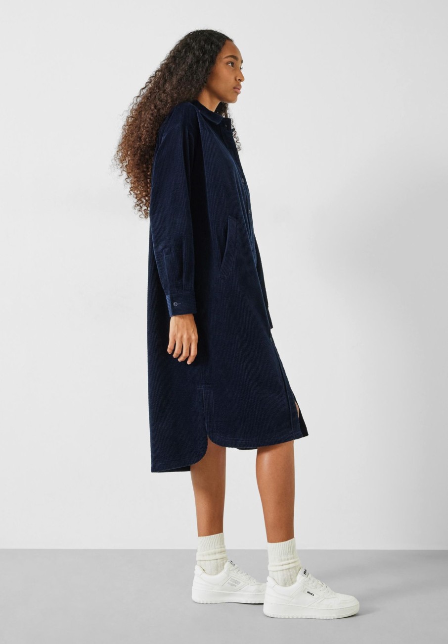 Hot Alanna Cord Shirt Dress Midnight Navy