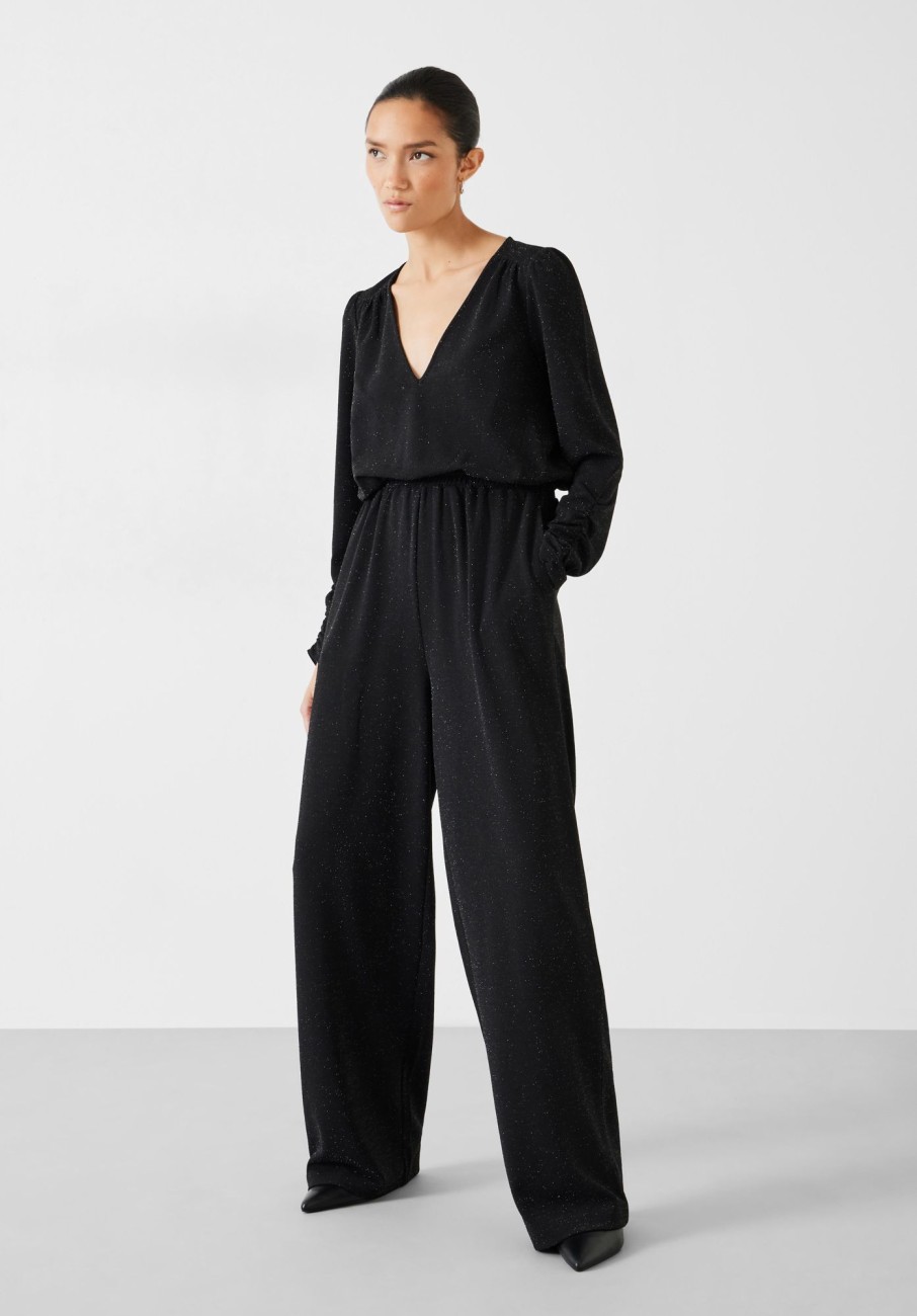 New Raye Sparkle Jersey Jumpsuit Black