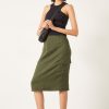 Clearance Amba Knee Length Cargo Skirt Forest Green