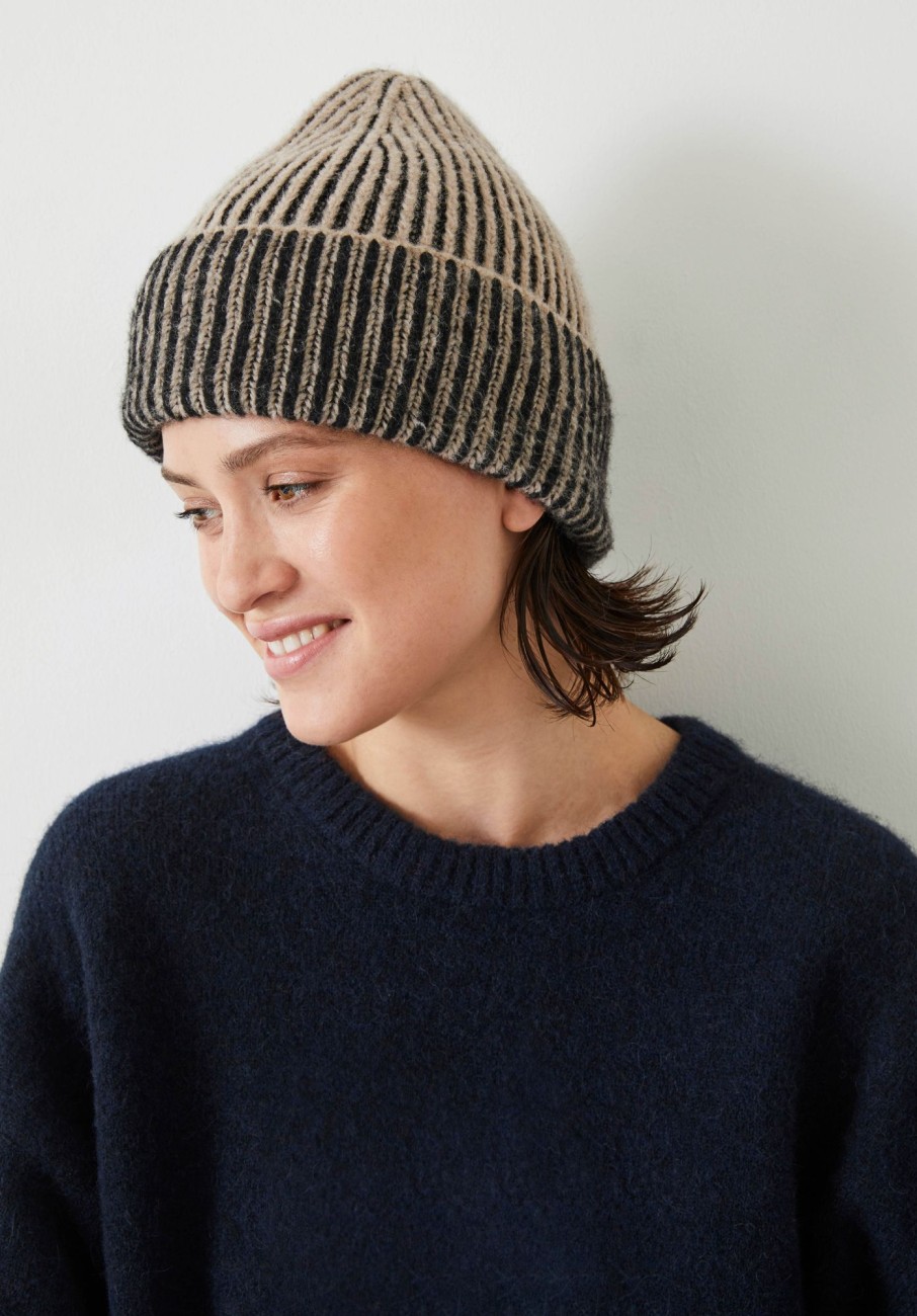 Hot Denver Stripe Beanie Black/Soft Camel