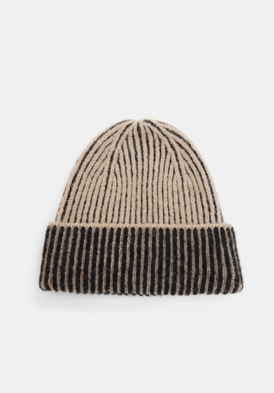 Hot Denver Stripe Beanie Black/Soft Camel