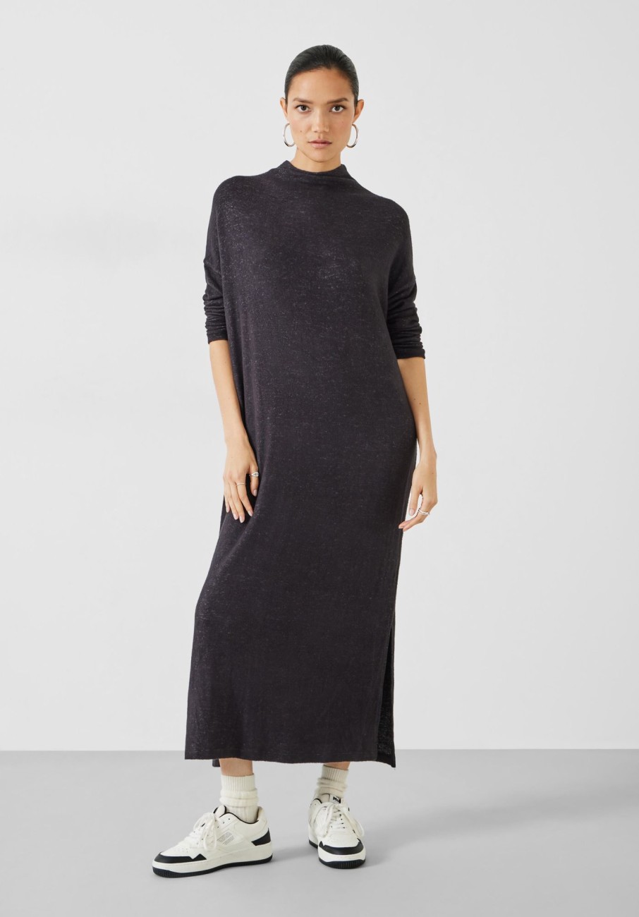 New Elle Supersoft Midi Dress Charcoal Marl