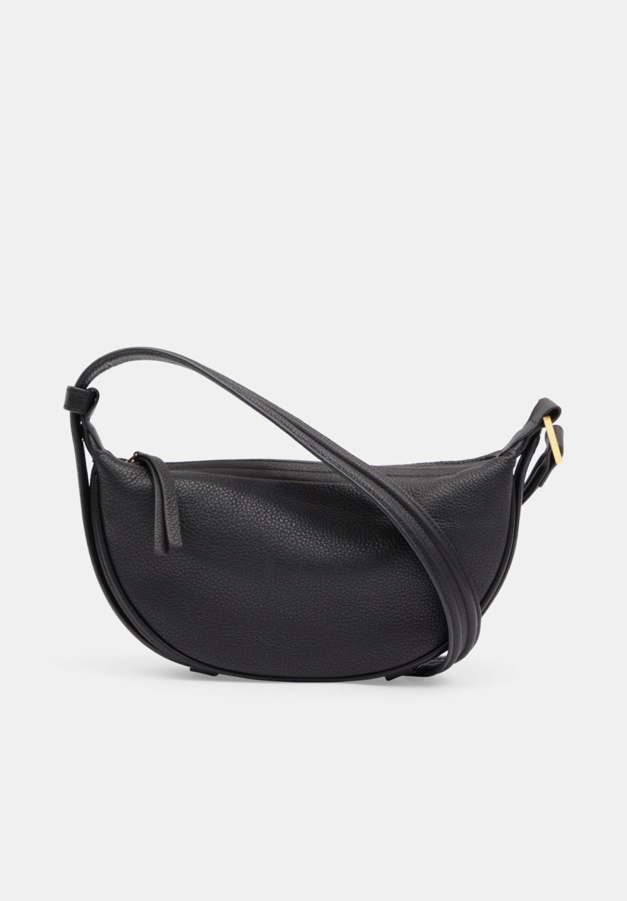 Hot Rory Crescent Leather Crossbody Bag Black