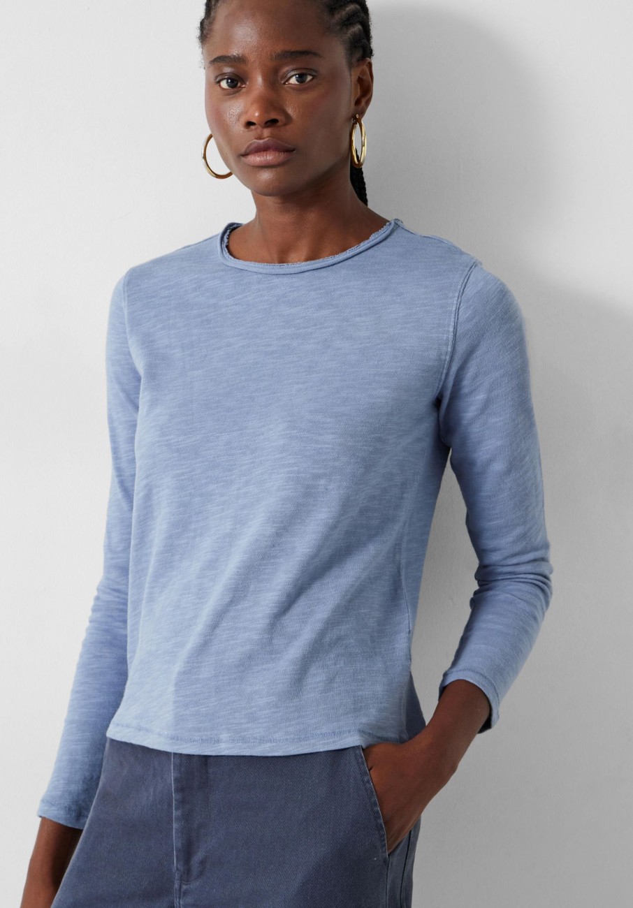 New Addison Crew Neck Top Dusty Blue