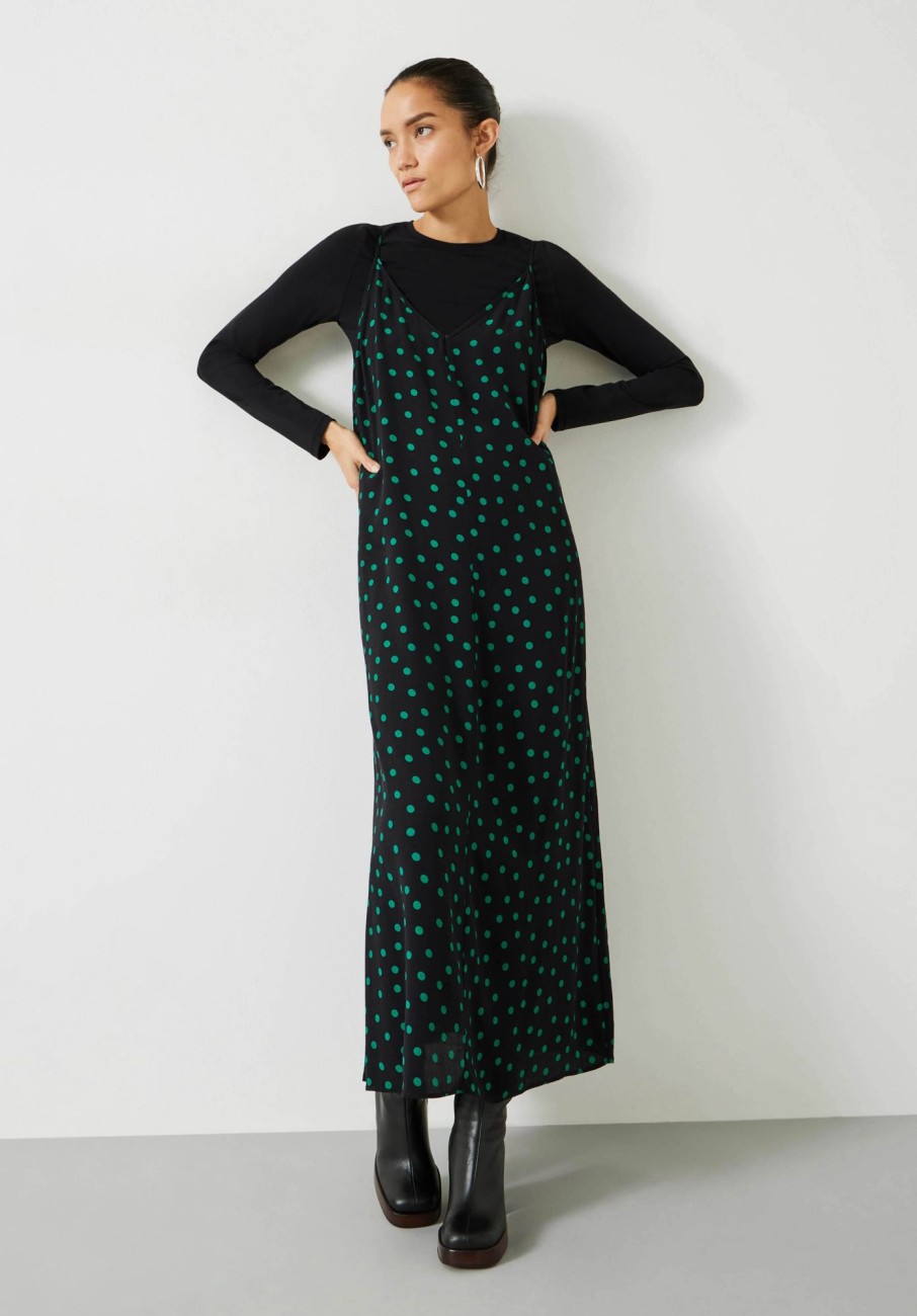 Wholesale Eloise Slip Dress Polka Dots Green