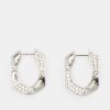 New Luv Aj Pave Cuban Link Earring Silver