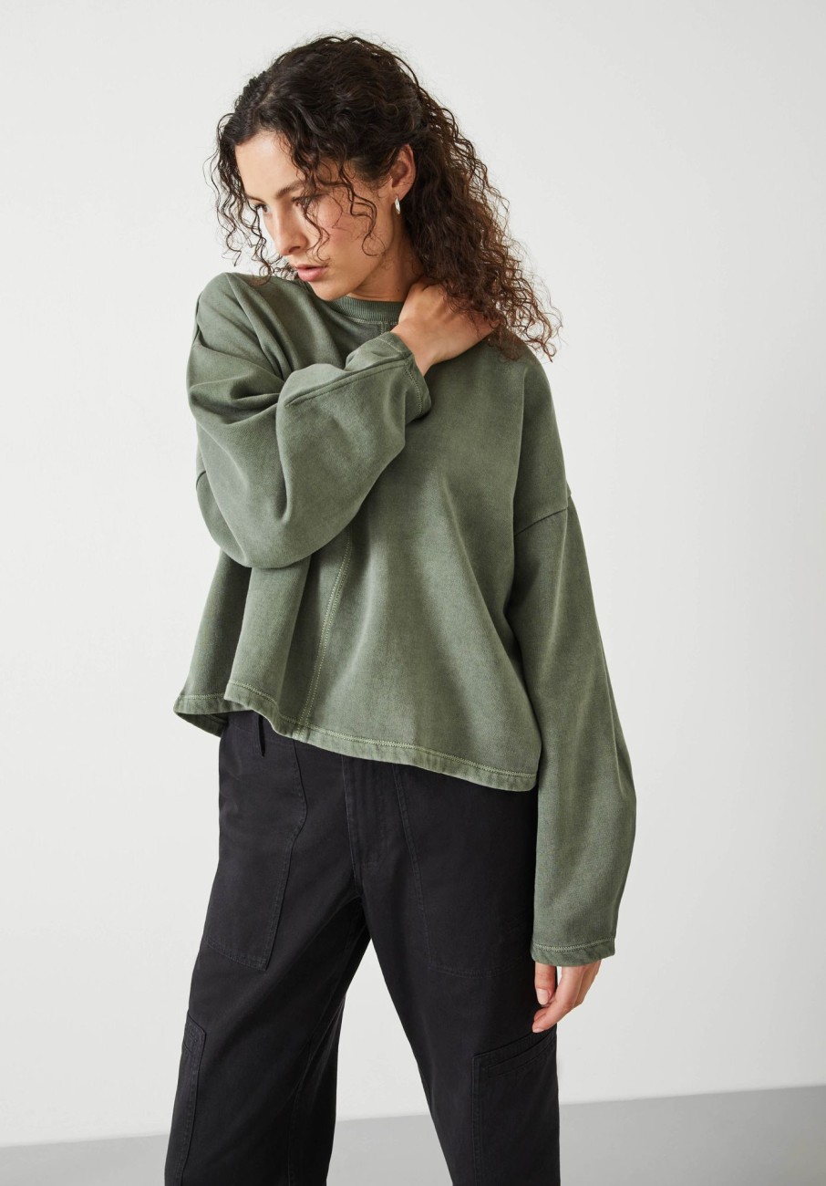 Wholesale Amara Seam Detail Sweatshirt Khaki