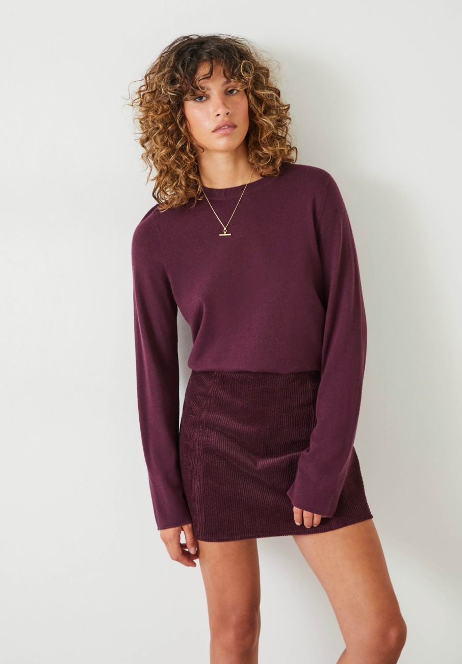 Clearance Lara Fine Knit Wool Blend Jumper Berry