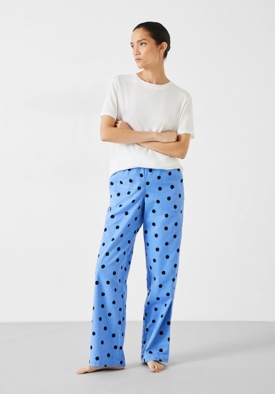 Wholesale Sadie Cotton Flannel Pyjama Trousers Random Polka Dot Blue