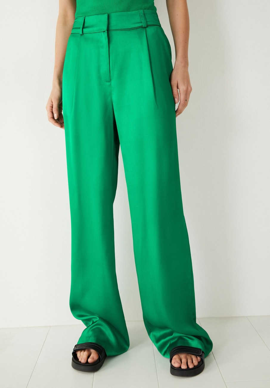 New Cecilly Satin Trousers Green