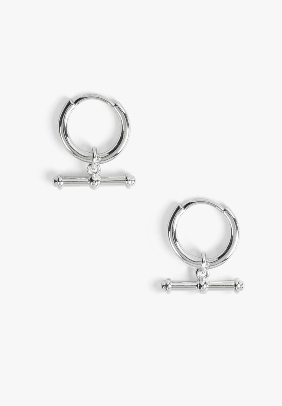 Online Rosie T-Bar Hoop Earrings Silver