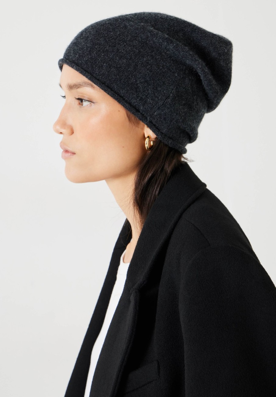 New Cashmere Beanie Charcoal Marl