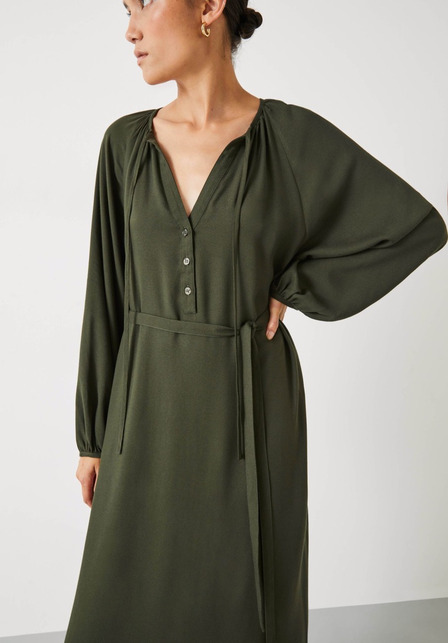 Best Leilani Gathered Midi Dress Dark Green