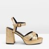 Best Hayne Leather Platform Sandals Gold