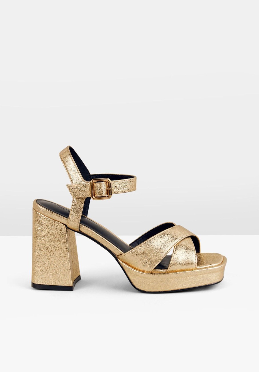 Best Hayne Leather Platform Sandals Gold