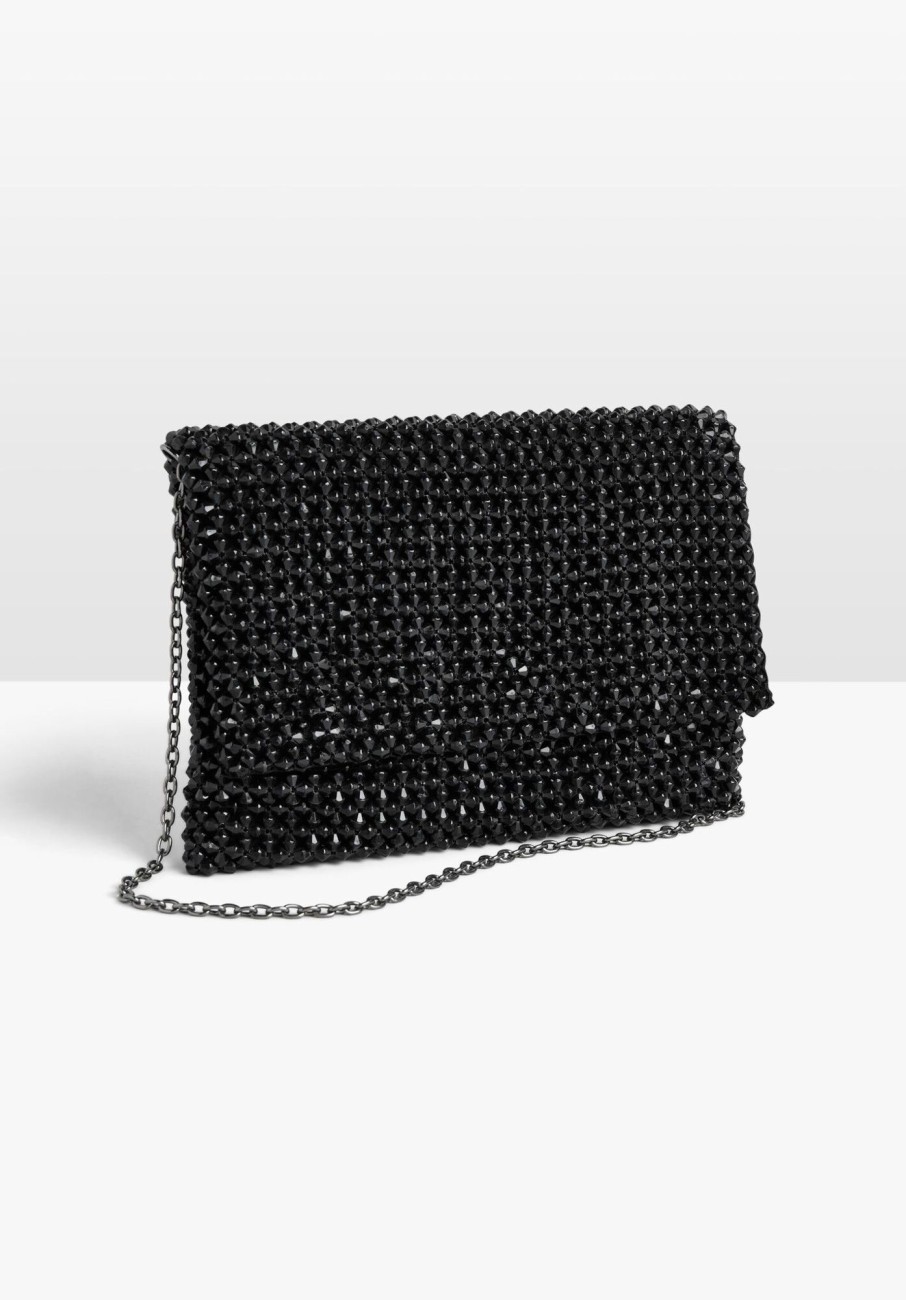 Clearance Aura Beaded Clutch Bag Black