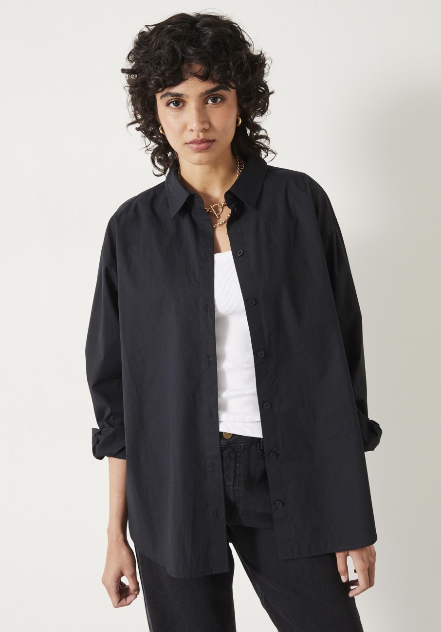 New Pia Oversize Cotton Shirt Black