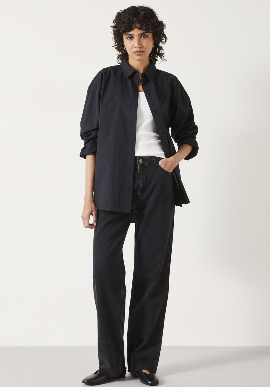 New Pia Oversize Cotton Shirt Black