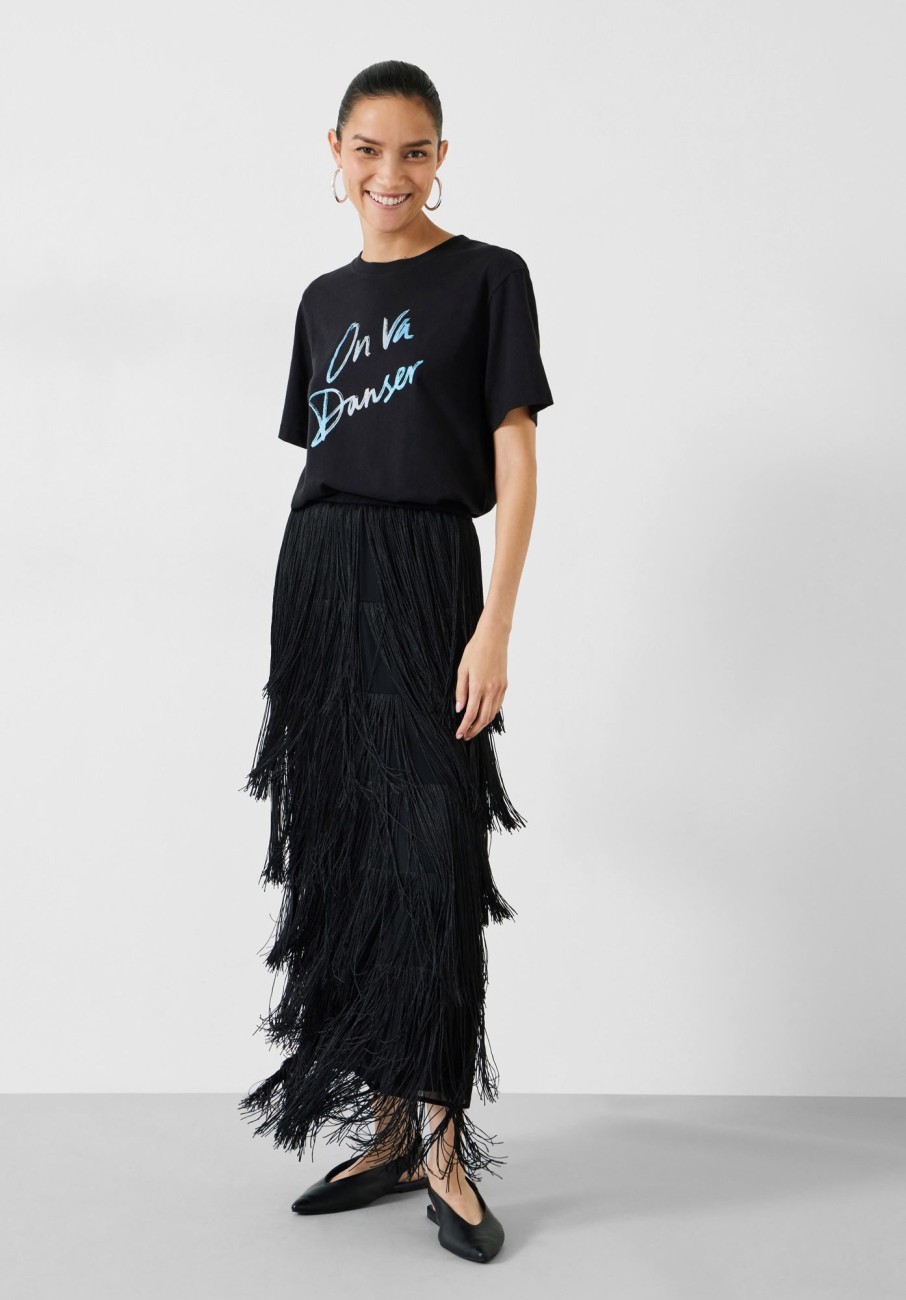 Wholesale Hailey Fringe Maxi Skirt Black