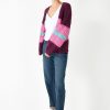 Clearance Mischa Colourblock Cardigan Deep Purple/Pink/Aqua