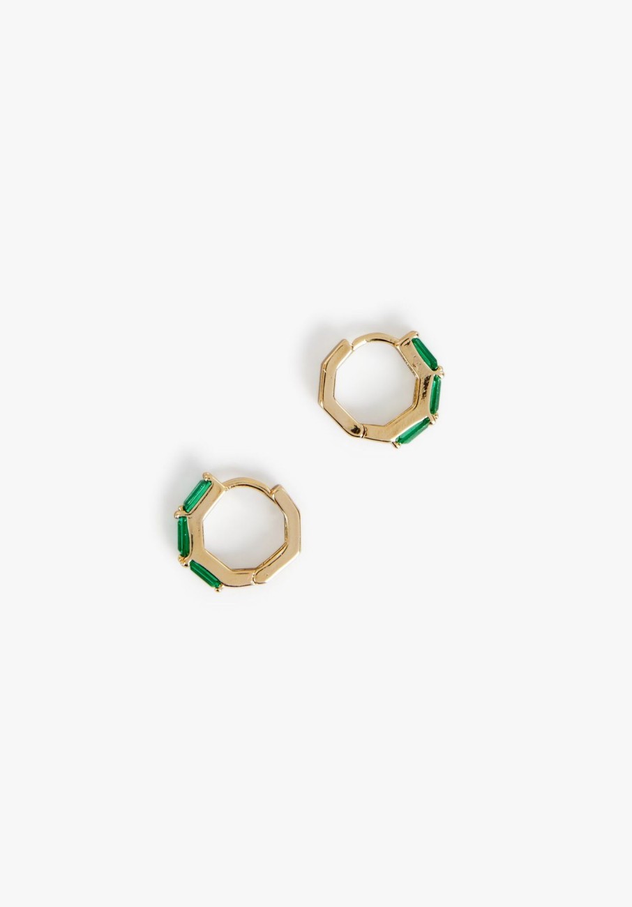 New Charlotte Huggie Hoops Green/Gold