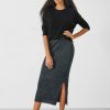 Wholesale Metallic Ribbed Midi Skirt Black/Multi Metallic