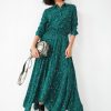 Online Kensington Long Sleeve Dress Painted Floral Star Green/Pink