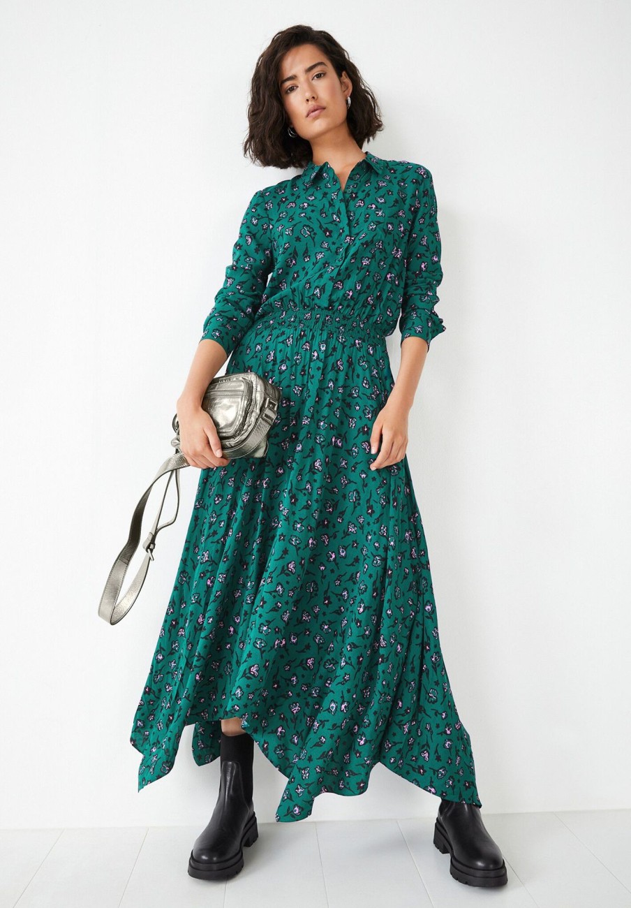 Online Kensington Long Sleeve Dress Painted Floral Star Green/Pink