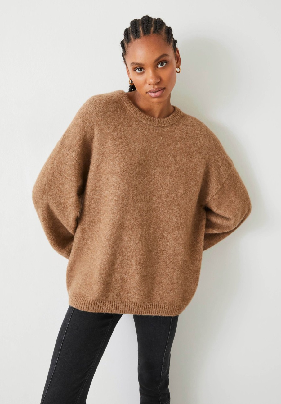 Clearance Elaine Slouchy Fit Wool Blend Jumper Camel